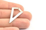 Silver Triangle Pendant, 3 Silver Tone Triangle Pendants With 1 Hole, Charms, Earrings (38x20x0.8mm) U149 H0571