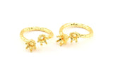 Adjustable Prong Settings, 2 Gold Lacquer Plated Brass 6 Claw Ring Blanks with 2 Prong Settings - Pad Size 5mm N0329