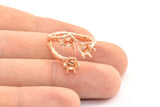 Adjustable Ring Settings - 2 Rose Gold Lacquer Plated Brass 6 Claw Ring Blanks - Pad Size 5mm N0322