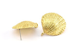 Brass Shell Earring, 2 Raw Brass Sea Shell Earring with 1 Loop, Charms, Findings (27x24.5mm) E281