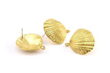Brass Shell Earring, 2 Raw Brass Sea Shell Earring with 1 Loop, Charms, Findings (27x24.5mm) E281