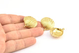 Brass Shell Earring, 2 Raw Brass Sea Shell Earring with 1 Loop, Charms, Findings (27x24.5mm) E281