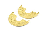 Brass Ethnic Pendant, 4 Raw Brass Ethnic Pendants With 2 Loops (30x20mm) E253