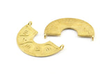 Brass Ethnic Pendant, 4 Raw Brass Ethnic Pendants With 2 Loops (30x20mm) E253
