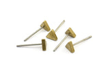 Triangle Bar Stud, 12 Stainless Steel Earring Posts With Raw Brass Triangle Bar Stud, Ear Studs (7x15mm) D938