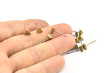 Triangle Bar Stud, 12 Stainless Steel Earring Posts With Raw Brass Triangle Bar Stud, Ear Studs (7x15mm) D938