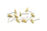 Half Moon Stud, 10 Stainless Steel Earring Posts With Raw Brass Half Moon Stud, Ear Studs (8x14mm) E336