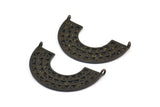 Black Ethnic Pendant, 2 Oxidized Brass Black Ethnic Pendants With 2 Loops (36x22mm) E254 S771