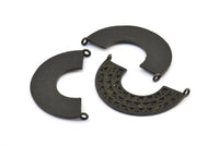 Black Ethnic Pendant, 2 Oxidized Brass Black Ethnic Pendants With 2 Loops (36x22mm) E254 S771