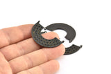 Black Ethnic Pendant, 2 Oxidized Brass Black Ethnic Pendants With 2 Loops (36x22mm) E254 S771