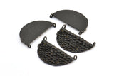 Siyah Yarım Ay, 2 Oksitlenmiş Pirinç Siyah Denizkızı Yarım Daire Kolye, 2 Halka (32x18x2mm) E241 S772