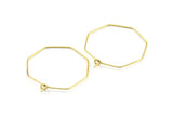 Brass Octagon Earring, 24 Raw Brass Wire Octagon Earring Charms, Pendants, Findings (28.5x0.7mm) E302