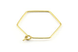 Brass Hexagon Earring, 24 Raw Brass Wire Hexagon Earring Charms, Pendants, Findings (20x0.7mm) E320
