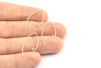 Brass Stud Earring Wires, 24 Raw Brass Earring Wires With 1 Loop (29x0.7mm) E359