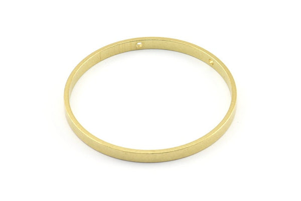 Brass Circle Connectors, 4 Raw Brass Circle Connectors With 2 Holes, Findings (50x3.8x1.5mm) E381
