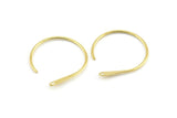 Brass Earring Wires, 10 Raw Brass Earring Wires With 1 Hole (30x25x1.2mm) E298