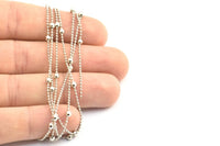 Silver Ball Chain, 3 Meters - 9.9 Feet  (1.2x3mm) Silver Tone Brass Soldered Chain With Balls Z065