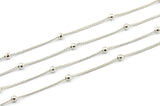 Silver Ball Chain, 5 Meters - 16.5 Feet  (0.8x1.2mm) Silver Tone Brass Soldered Chain With Balls Z142