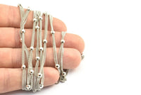 Silver Ball Chain, 3 Meters - 9.9 Feet  (1-1.5mm) Silver Tone Brass Soldered Chain With Balls Z153