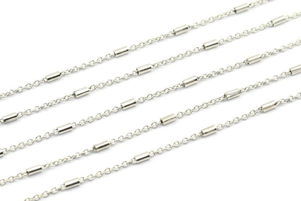 Silver Solder Chain, 5 Meters - 16.5 Feet Silver Tone Soldered Chain, Bar Chain (1.8x2mm) Z027