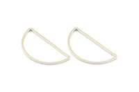 Silver Half Moon, 12 Silver Tone Semi Circle Connectors (15x30x1mm) D0011 H0104
