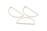 Silver Half Moon, 12 Silver Tone Semi Circle Connectors (15x30x1mm) D0011 H0104