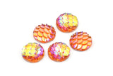 Resin Round Cabochon, 100 Orange Resin Round Cabochon (10x3mm) TS-05 T079