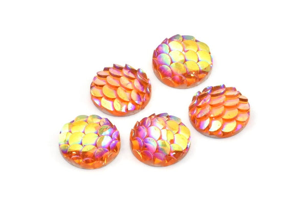 Resin Round Cabochon, 100 Orange Resin Round Cabochon (10x3mm) TS-05 T079