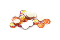 Resin Round Cabochon, 100 Orange Resin Round Cabochon (10x3mm) TS-05 T079