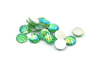 Resin Round Cabochon, 100 Green Resin Round Cabochon (10x3mm) TS-10 T062