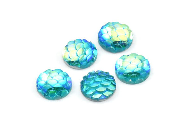 Resin Round Cabochon, 100 Blue Resin Round Cabochon (10x3mm) TS-02 T066