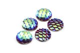 Resin Round Cabochon, 100 Multi Color Resin Round Cabochon (10x3mm) TS-07 T069