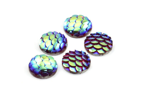 Resin Round Cabochon, 100 Multi Color Resin Round Cabochon (10x3mm) TS-07 T069