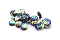 Resin Round Cabochon, 100 Multi Color Resin Round Cabochon (10x3mm) TS-07 T069