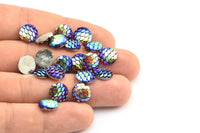 Resin Round Cabochon, 100 Multi Color Resin Round Cabochon (10x3mm) TS-07 T069