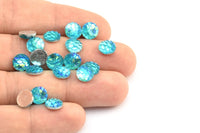 Fish Scale Cabochon, 100 Blue Resin Round Cabochon (8x3mm) TS-26 T078