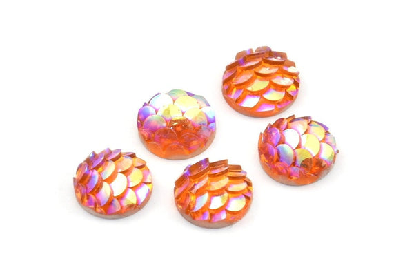Resin Round Cabochon, 100 Orange Resin Round Cabochon (8x3mm) TS-22 T070