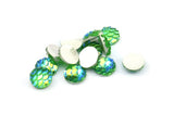 Resin Round Cabochon, 100 Green Resin Round Cabochon (8x3mm) TS-24 T085