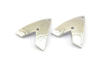 Hammered Triangle Charm, 2 Silver Tone Hammered Triangle Charms With 2 Holes, Pendants, Earring Findings (24x22.5x1mm) BS 1989 H0590
