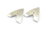 Hammered Triangle Charm, 2 Silver Tone Hammered Triangle Charms With 2 Holes, Pendants, Earring Findings (24x22.5x1mm) BS 1989 H0590