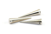 Gümüş Sivri Uçlu Kolye, 1 Delikli 2 Gümüş Tonlu Sivri Uçlu Kabile Kolye (30x7mm) A0767 H0589