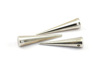 Silver Spike Pendant, 2 Silver Tone Spike Tribal Pendants With 1 Hole (30x7mm) A0767