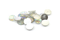 Fish Scale Cabochon, 50 Gray Resin Round Cabochon (12x3mm) TS-20 T070