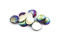 Fish Scale Cabochon, 50 Multi Color Resin Round Cabochon (12x3mm) TS-12 T084