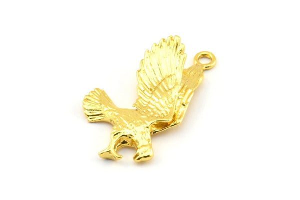 Altın Kartal Tılsımı, 2 Altın Kaplama Pirinç Kartal Kolye Ucu, (33x19mm) N0277