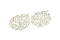 Silver Earring Charm, 3 Silver Tone Earring Charms With 1 Loop, Pendants, Findings (46x35.5mm) E028