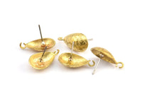 Brass Earring Post, 6 Raw Brass Drop Earring Posts With 1 Loop (21x11x16mm) E291