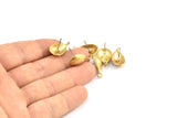Brass Earring Post, 6 Raw Brass Drop Earring Posts With 1 Loop (21x11x16mm) E291