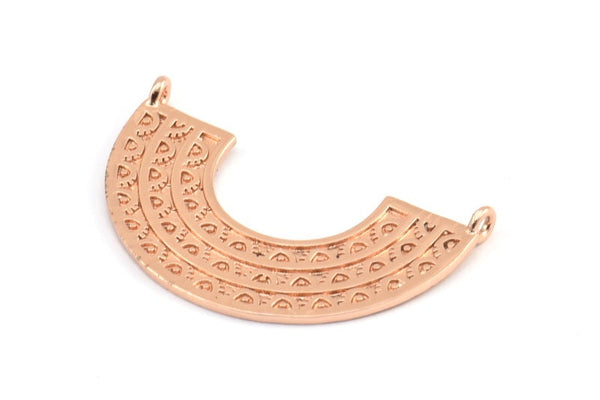 Rose Gold Ethnic Pendant, 1 Rose Gold Plated Brass Ethnic Pendants With 2 Loops (36x22mm) E254 Q0514