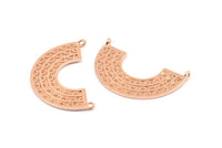Rose Gold Ethnic Pendant, 1 Rose Gold Plated Brass Ethnic Pendants With 2 Loops (36x22mm) E254 Q0514